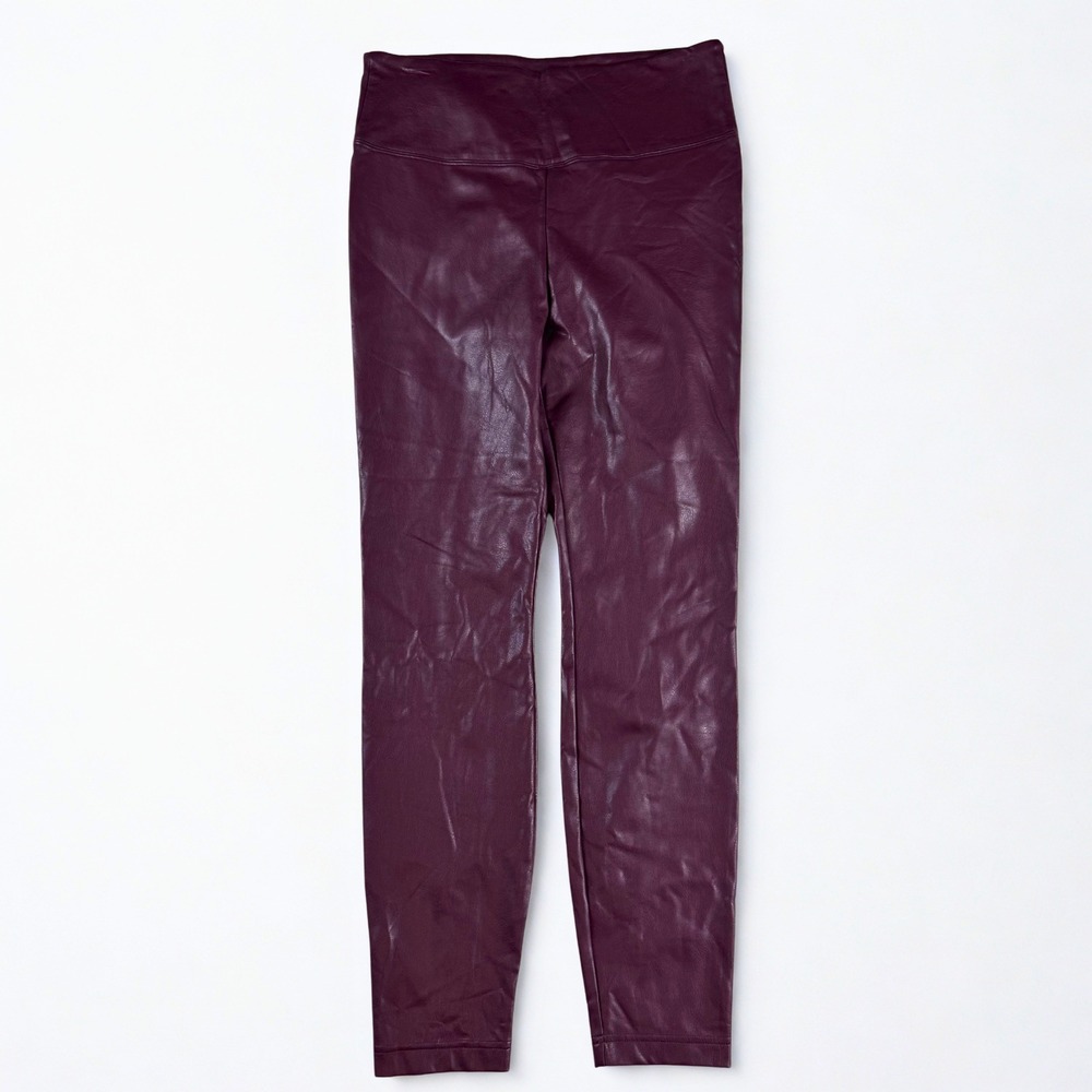 White House Black Market Runway Legging Womens 12 Maroon Faux Leather High Rise